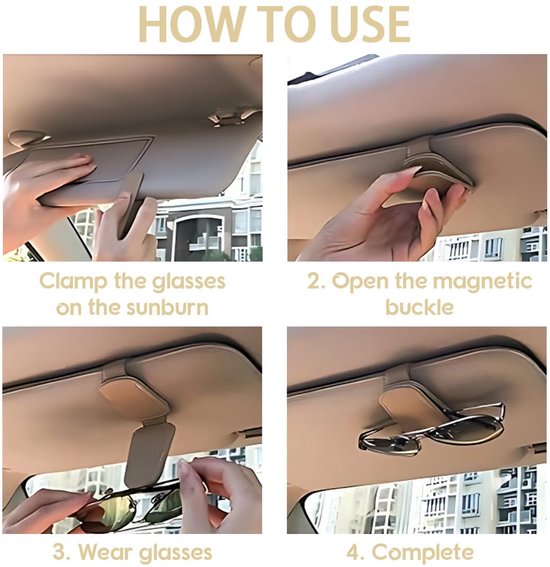 2 stuks brillenhouders voor auto, magnetische houder voor vizierbril, universeel, lederen auto-brillenetui, clip voor vizier, auto, 2 stuks — afbeelding 5