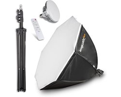 Softbox Set - Octagon Lamp - Foto Video Belichting - Bi Color LED - Ø65cm - Zwart