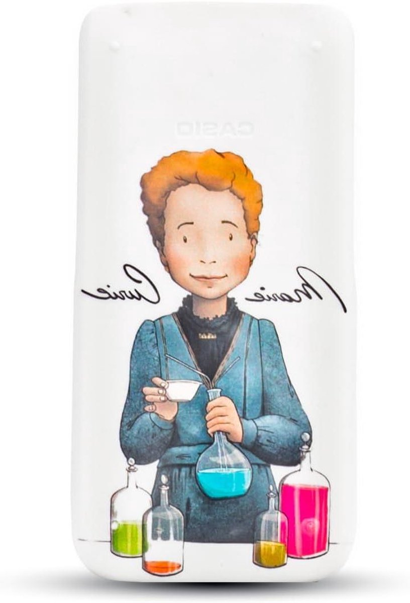 Rekenmachine Beschermhoes - Hoes voor rekenmachine - Veilig Opbergen - Illustratie van Marie Curie - 16.4 x 10.8 cm - Wit