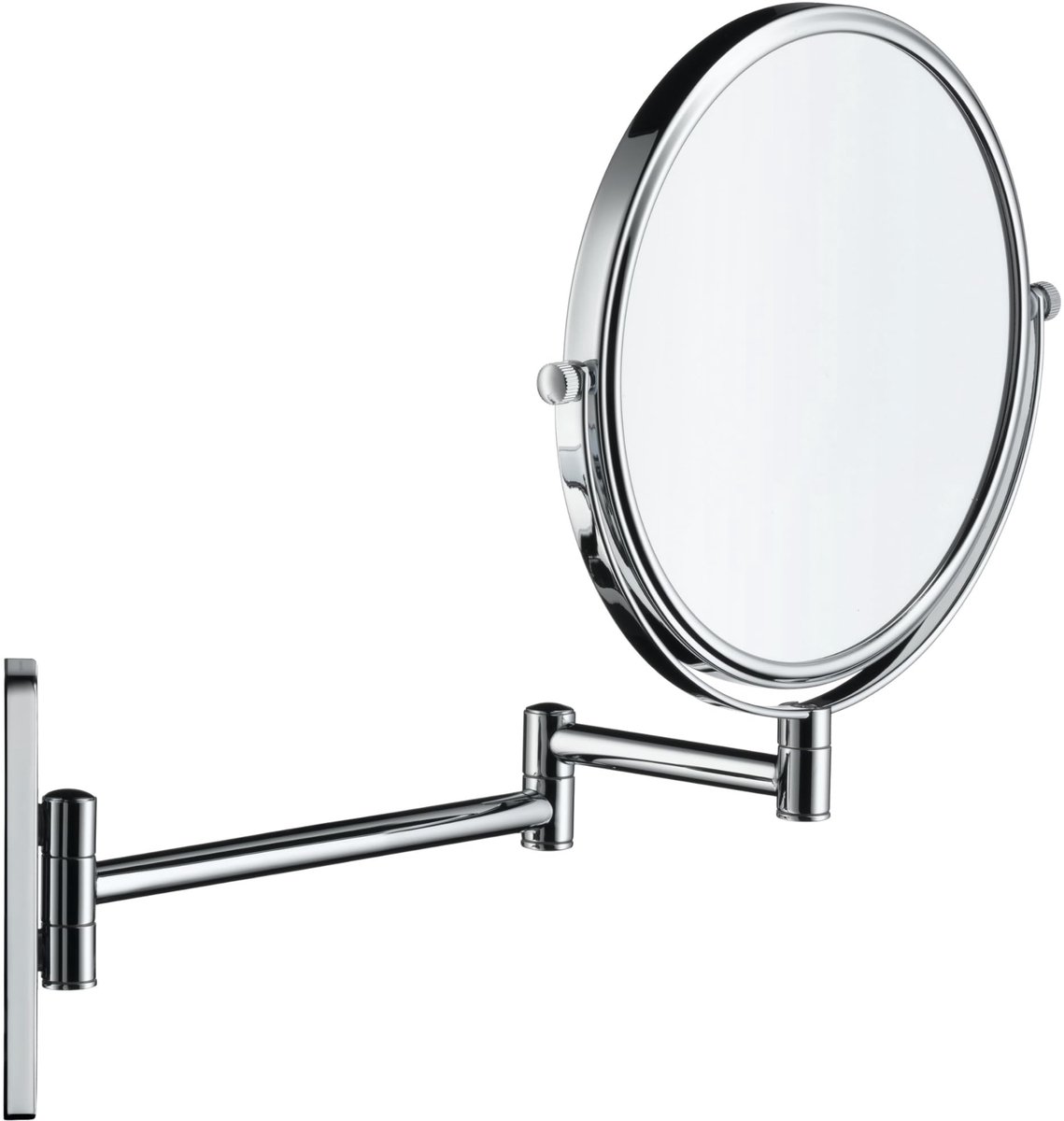 Spiegel D-Code, vergrotende spiegel met 1x/3x vergroting, make-upspiegel 360° draaibaar, wandmontage, chroom, 203x330x310 mm