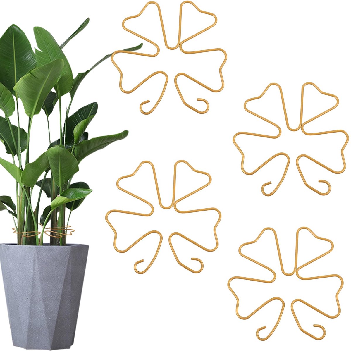 Monstera Plantensteunen, 4 stuks, metalen vlinders, klimhulp voor kamerplanten, decoratieve multifunctionele steun voor dunne plantenstelen en klimhulp Monstera