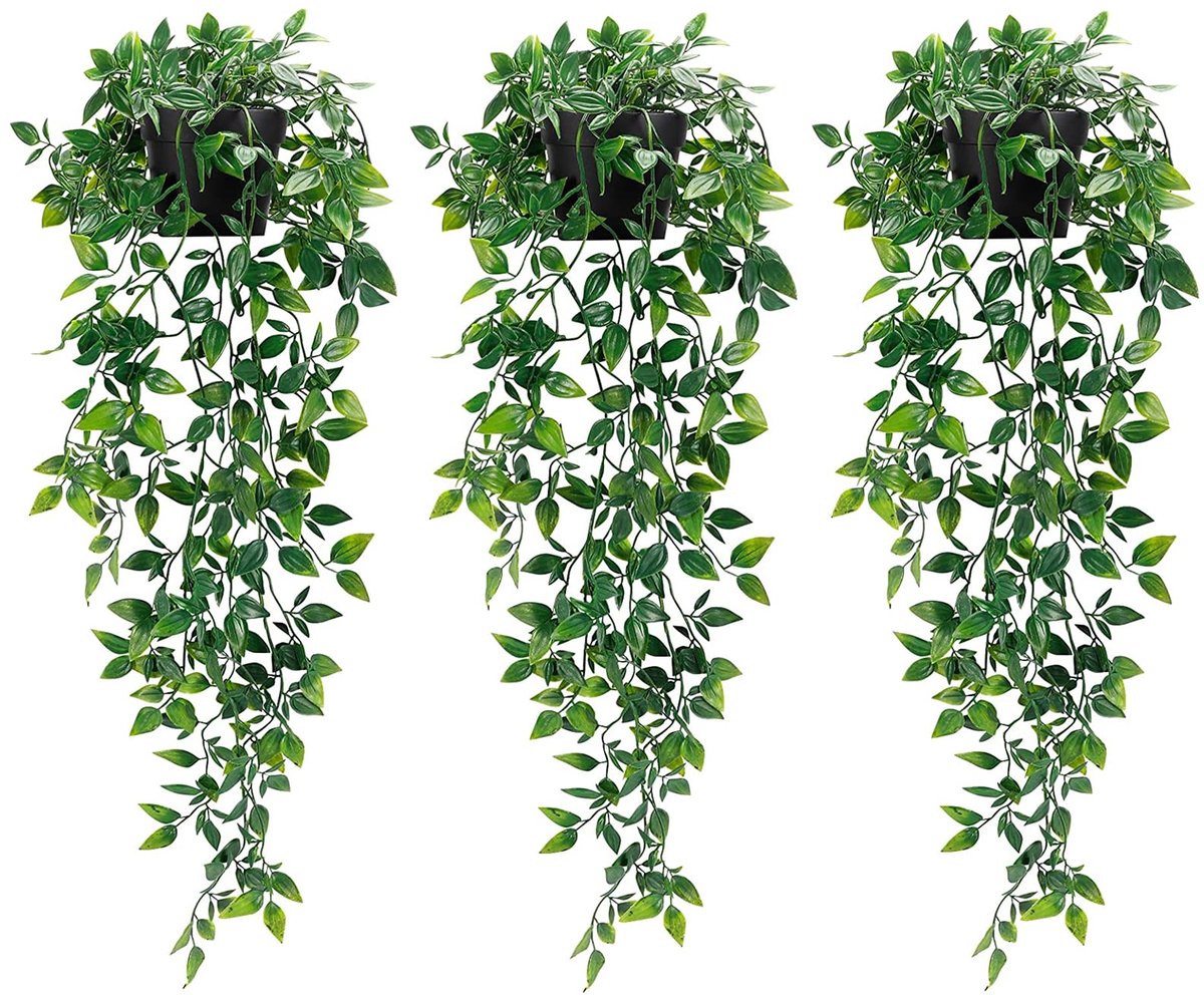 3 stuks kunstmatige hangende planten nepplanten met potten voor huis slaapkamer muur tuin decor