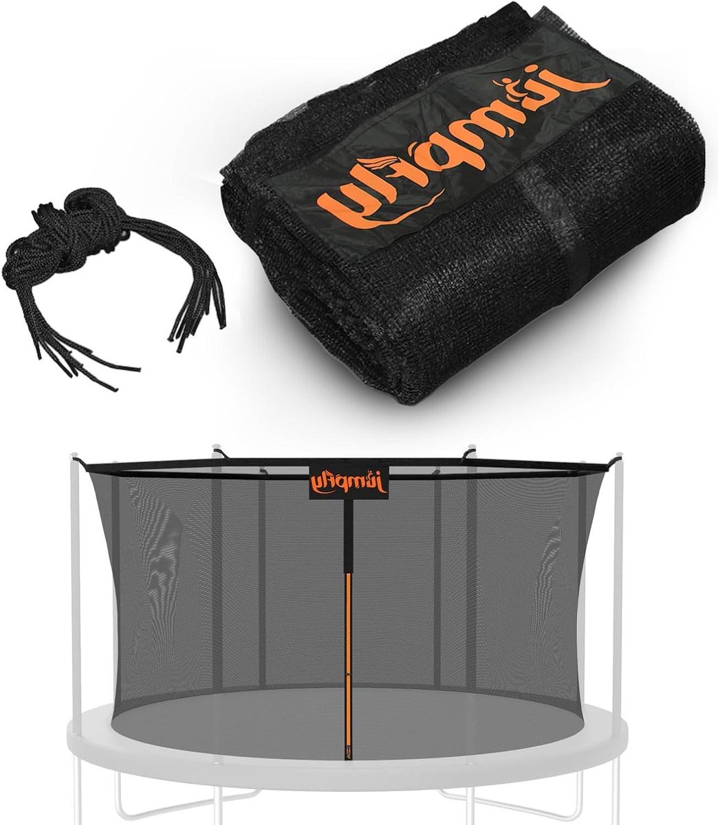 Trampoline Net - Veiligheidsnet - Veilig Spelen - Hoge Dichtheid Mesh - 14FT 8 Stokken - Zwart