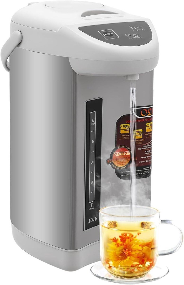 Warmwaterdispenser - Waterkoker Thermopot - Snel Heet Water - Constante Temperatuur - 4 Liter - Grijs