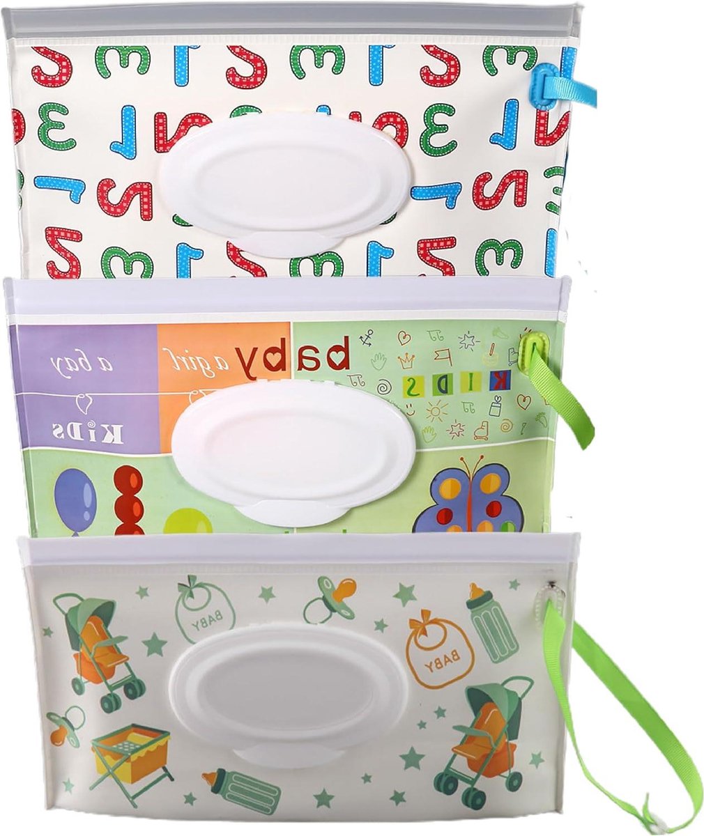 Babydoekjes tas - Natte doekjes houder - Onderweg hygiëne - Herbruikbaar en navulbaar - 20 x 15 cm - Zwart