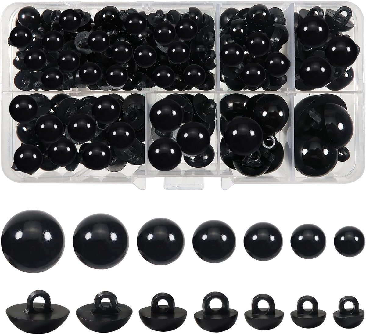Ogen 8 tot 17 mm Zwart Kunststof Knopen Naaienopen voor Zachte Pop Maken Diy Craft Pluche Dier