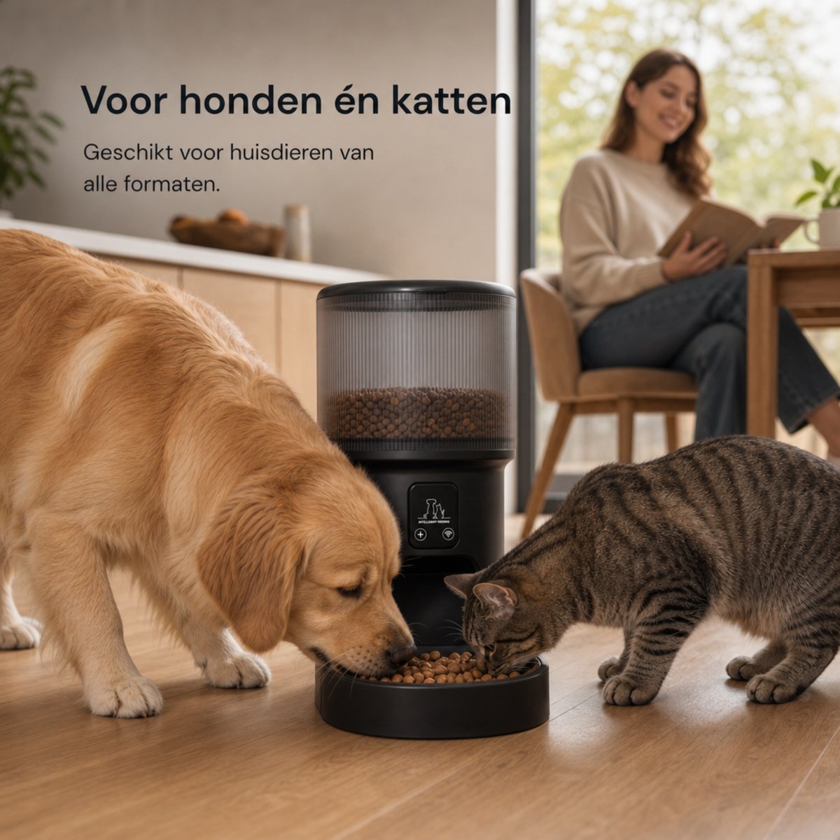 Boncy® Automatische Voerbak 4L - Voerautomaat voor Hond & Kat - Voerdispenser met Smart App WiFi Control - Pet Feeder - Elektrische Voerbakken - Zwart thumbnail 3
