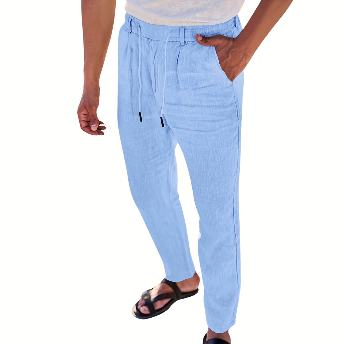 Currero Linnen Broek Heren - Zomerbroek - Volwassenen - Lange Broek - Pantalon - Strandbroek - Zomer - Ibiza Stijl - Hemelsblauw XXXL