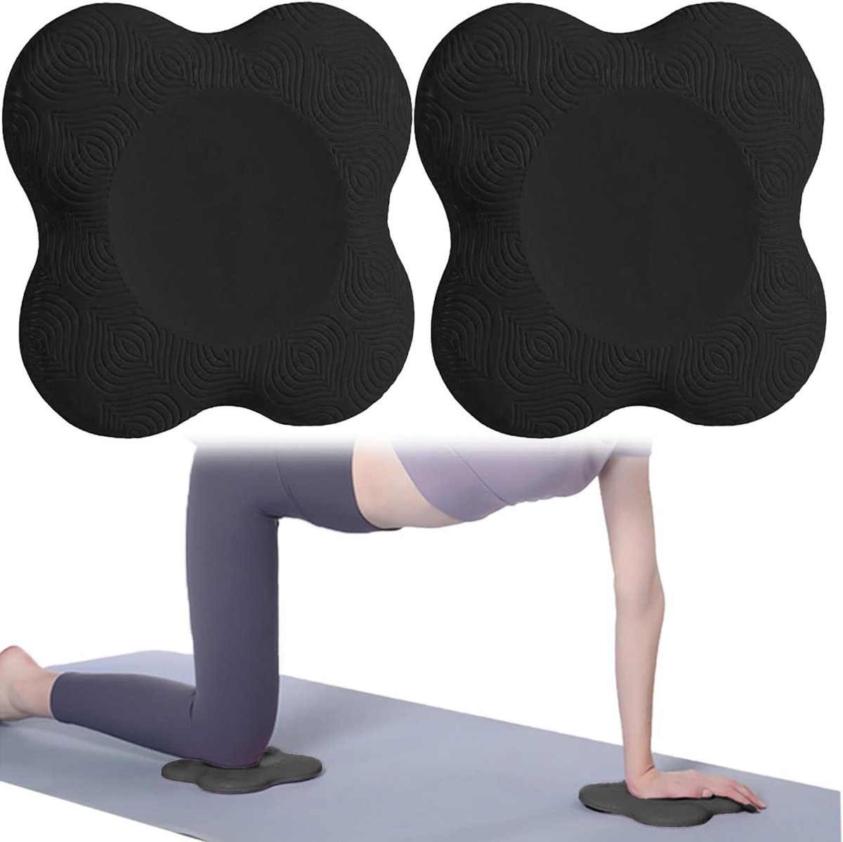 Set van 2 Yoga Kniekussens, Antislip Kussens voor Knieën, Handen en Ellebogen, Duurzame Ondersteuning voor Oefeningen en Comfortabele Training