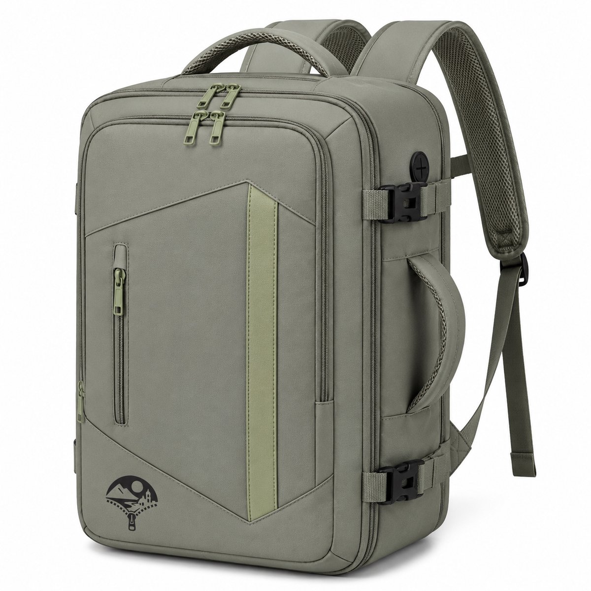 Reisgemak Handbagage Rugzak Vliegtuig - 40x30x20 cm - Olijfgroen - 17 inch Laptopvak