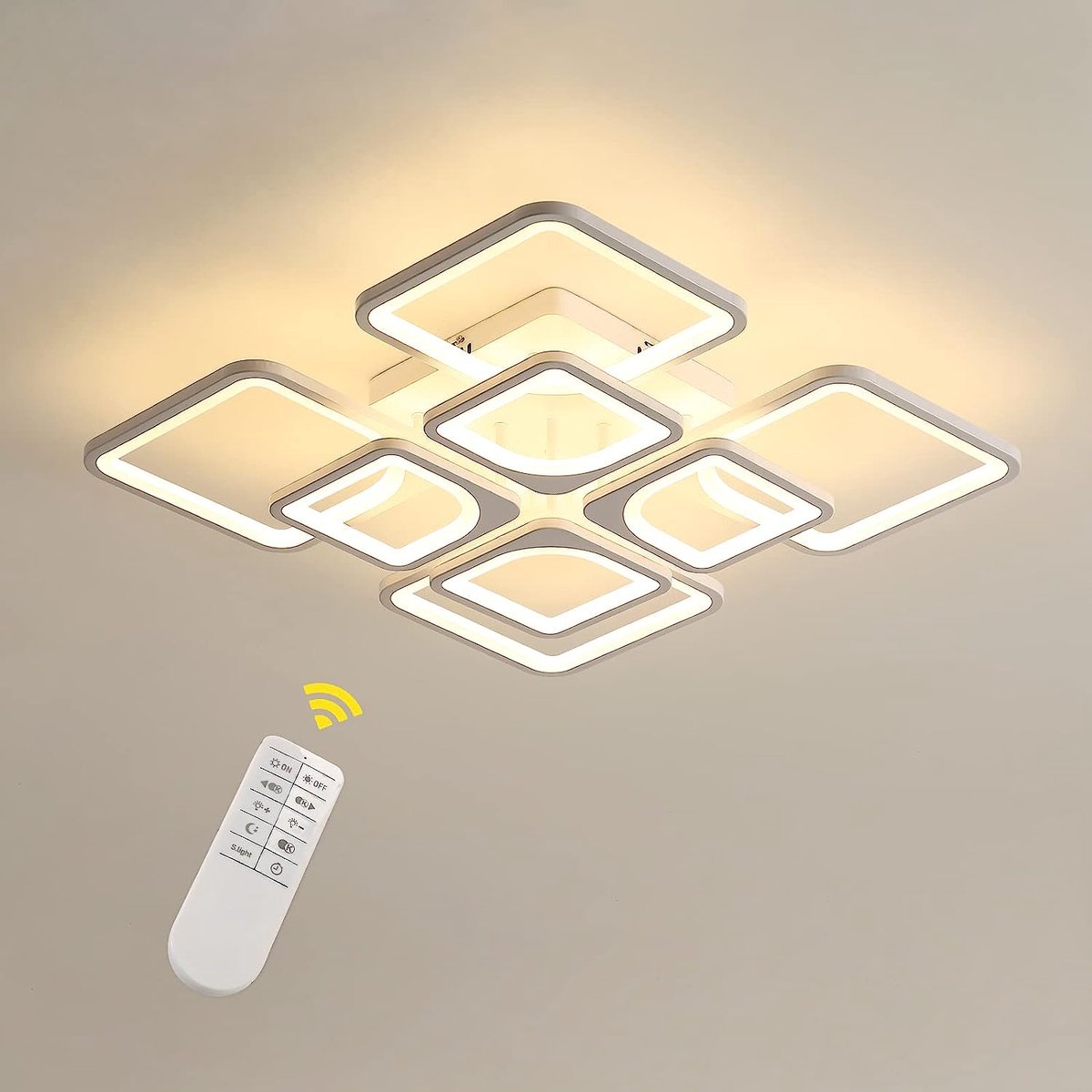 Riserva LED Plafondlamp met Afstandsbediening - 80W - 9600 lm - Dimbaar 3000K-6500K - Vierkant - Moderne Plafonnière voor Woonkamer, Slaapkamer, Keuken en Eetkamer