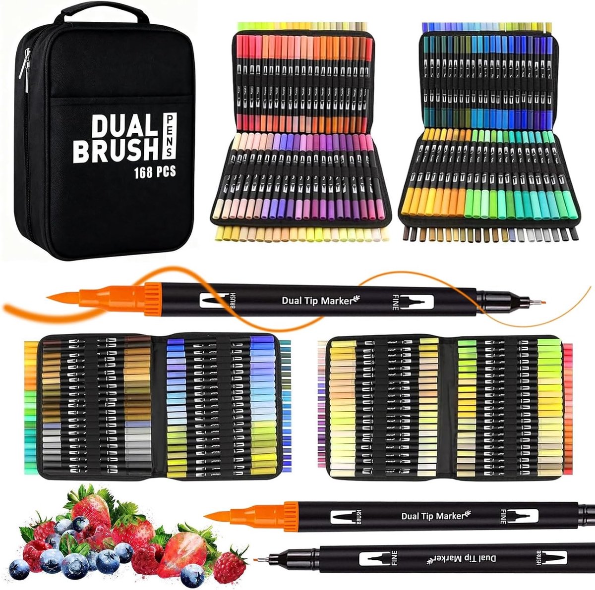Dual Brush Pen Set - Meerkleurige Inkt - Dubbele Punt - Watervast - Voor Kunstenaars