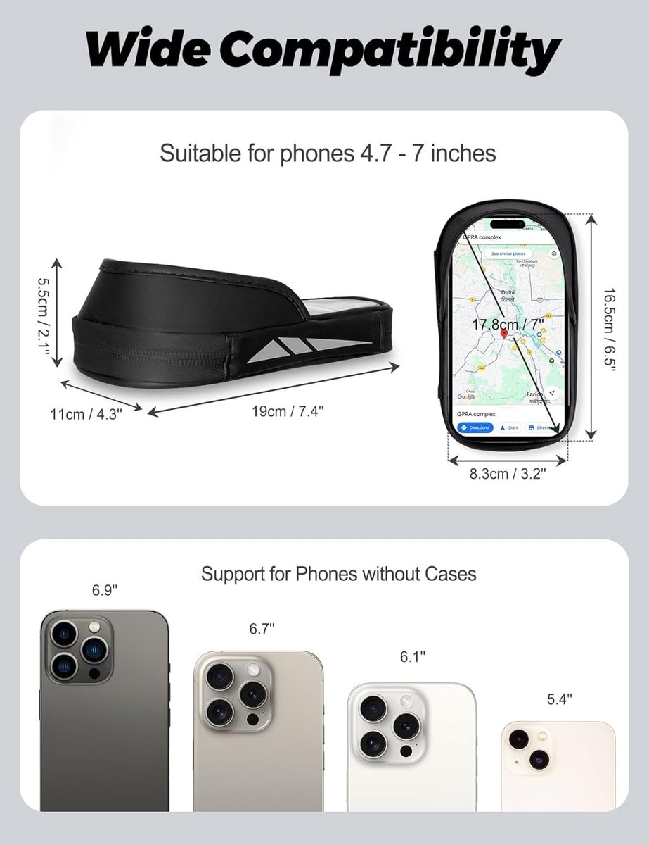 Fietsstuurtas Telefoonhouder - Waterdicht EVA - 360° Rotatie - Met Regenhoes - Voor Smartphones tot 7 Inch