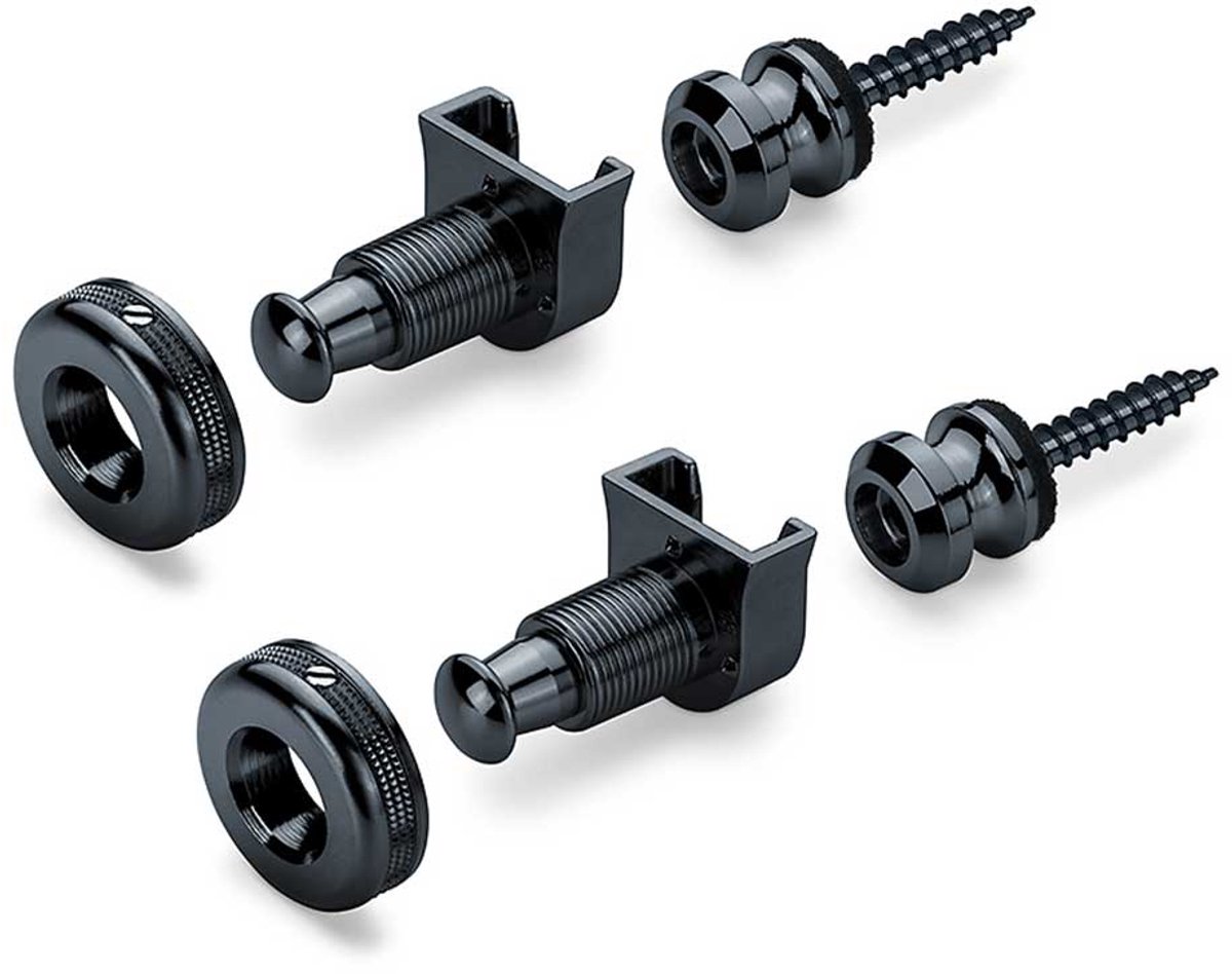 Straplock - Schaller S-Locks - Gehard staal - Gitaarband beveiliging - Black Chrome