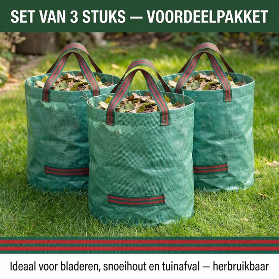 JustValue - Tuinafvalzakken 60L - Herbruikbaar - Set van 3 groen van JustValue — afbeelding 2