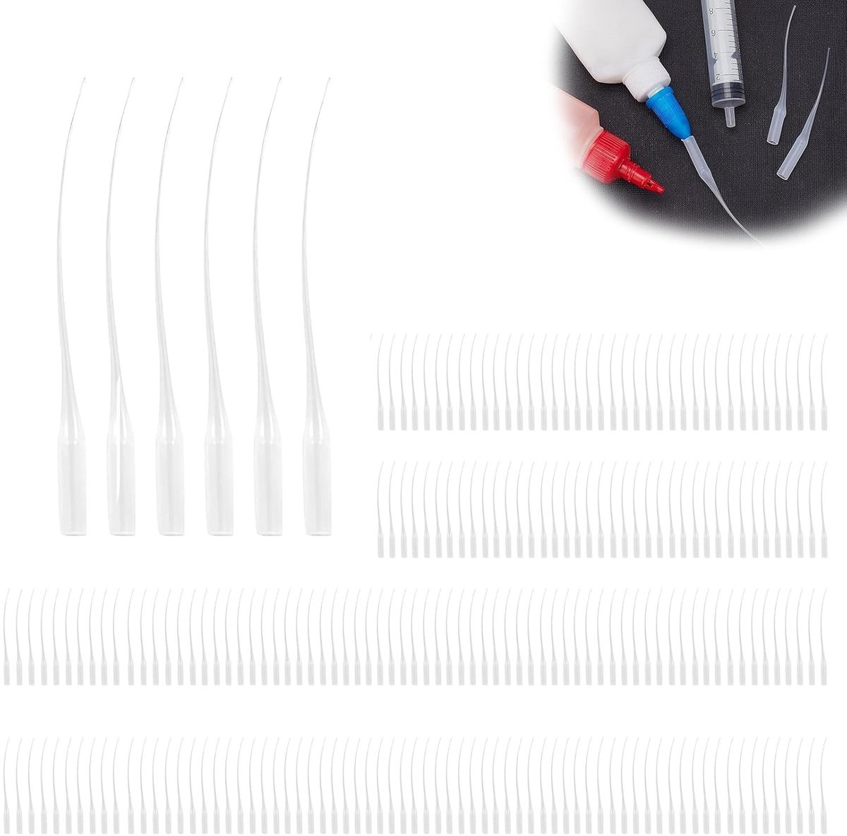 Micro Tips voor Lijm, 300 stuks, 0.3mm Lijm Applicator voor Modelbouw en Vullen van Gaten, Precisie Lijm Extender en Toebehoren