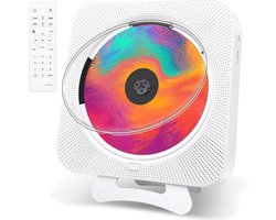 Lecteur CD avec Radio Boombox - Lecteur CD Bluetooth amélioré avec cache anti-poussière et écran LED | Prise AUX 3,5 mm avec télécommande Audio domestique Radio FM USB MP3 lecteur de musique (blanc)