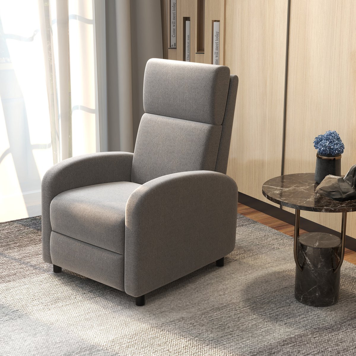 STILVORA Relaxfauteuil 64 X 86 X 102 Cm - Handmatig Verstelbaar Met Ligfunctie En Voetensteun - Voor Woonkamer Of Kantoor - Linnenlook Grijs
