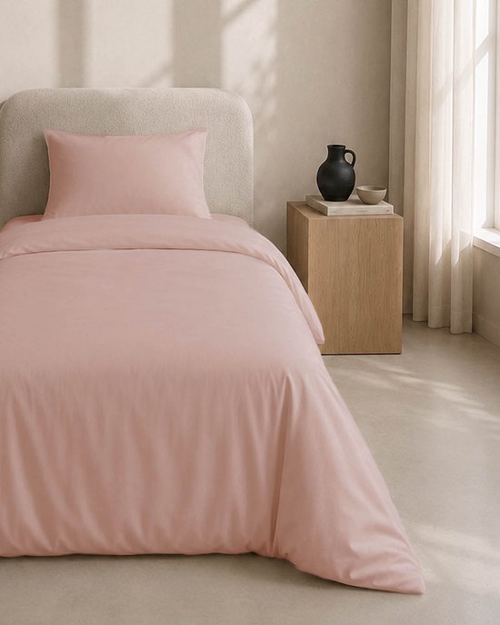 HOOMstyle Dekbedovertrek met kussenslopen - luxe micro Percale - dekbedovertrek - 140x220cm - 1 persoons - Bloesem Roze van Merkloos — afbeelding 2