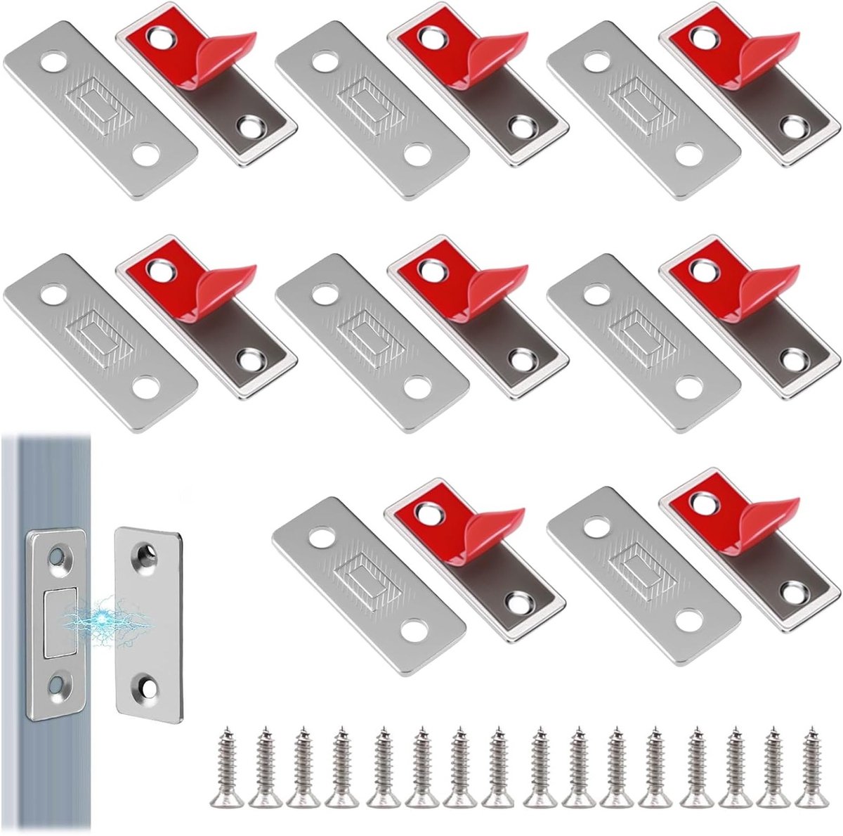 Ultra dunne zelfklevende magneetsluitingen voor deuren, lades en kasten - 8 stuks met sterke grip