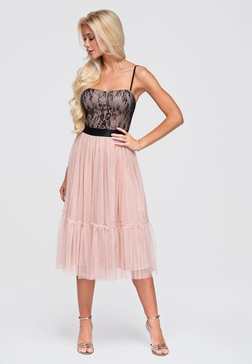 LARICA Jurk - Slim Fit - Rits - Gebloemd Naakt S