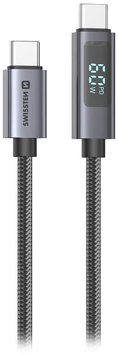 Swissten USB-C To USB-C Cable With LCD - 71551075 - 1 Meter - Black