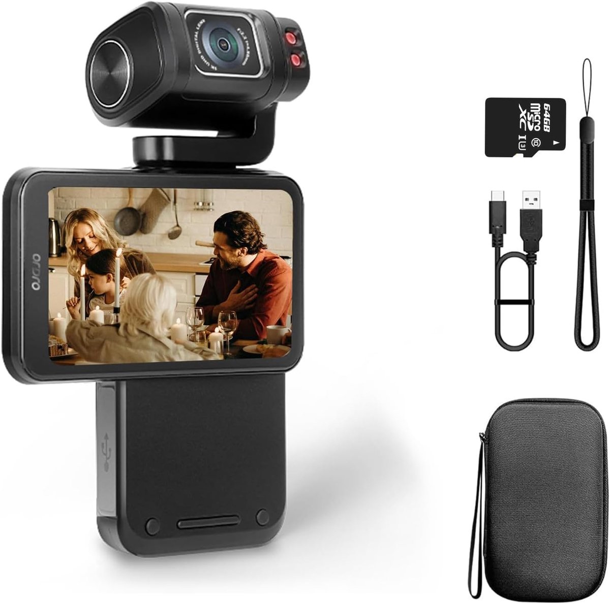 Pocketcamera 5K/30fps - 3.5 Inch touchscreen - Nachtzicht en timelapse - Perfect voor vloggen - SnelShoppen