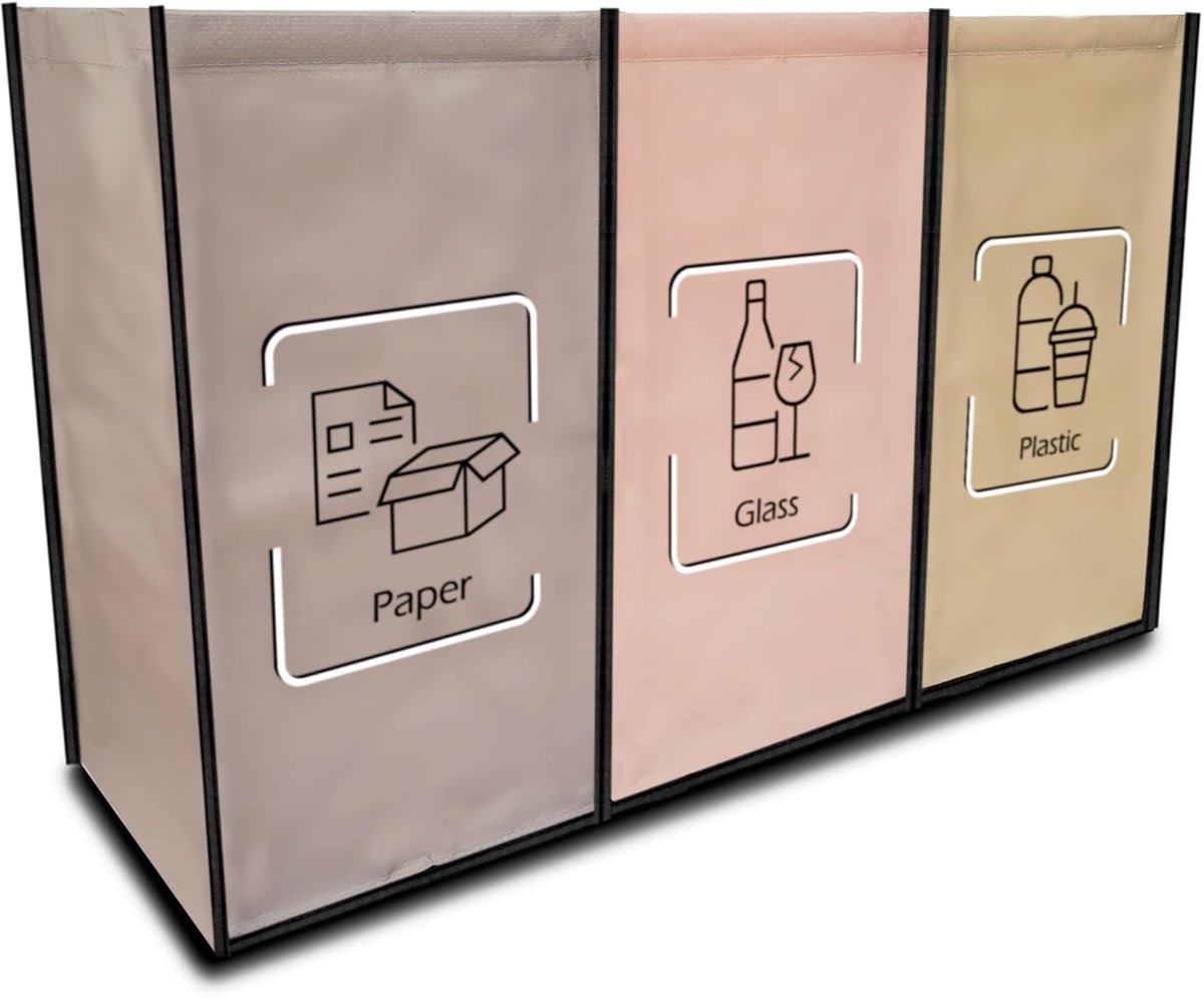 Afvalscheidingssysteem met 3 compartimenten - Recyclingzakken - Duurzaam en gebruiksvriendelijk - SnelShoppen