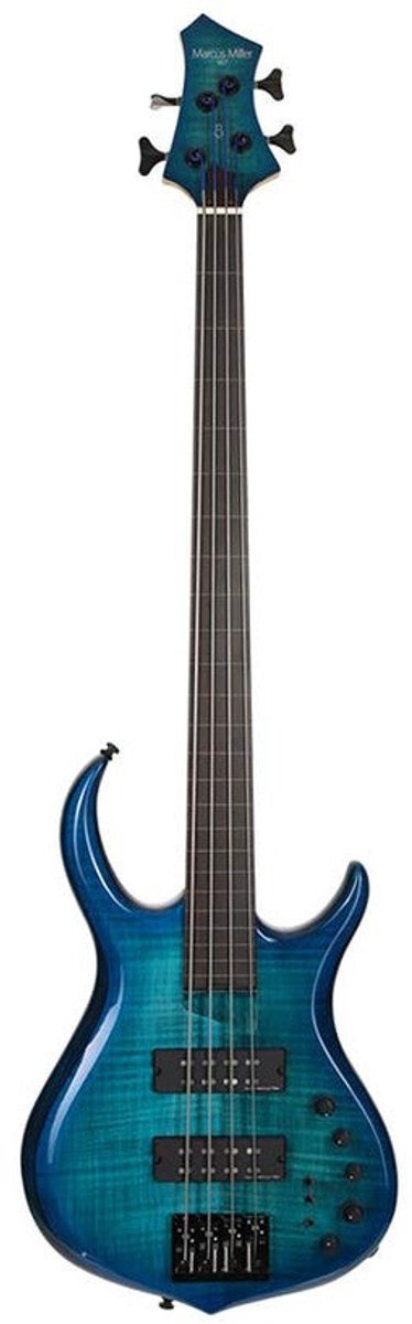 Sire M7+ A4F/TBL Marcus Miller Fretless Basgitaar Transparent Blue