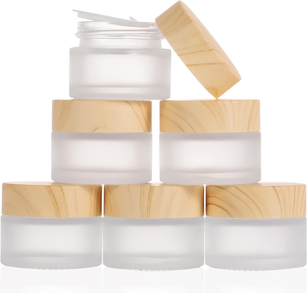 Glazen potten 15 ml - matte hervulbare monsterfles - met schroefdop en voeringen - ideaal voor cosmetica - ShopVlot
