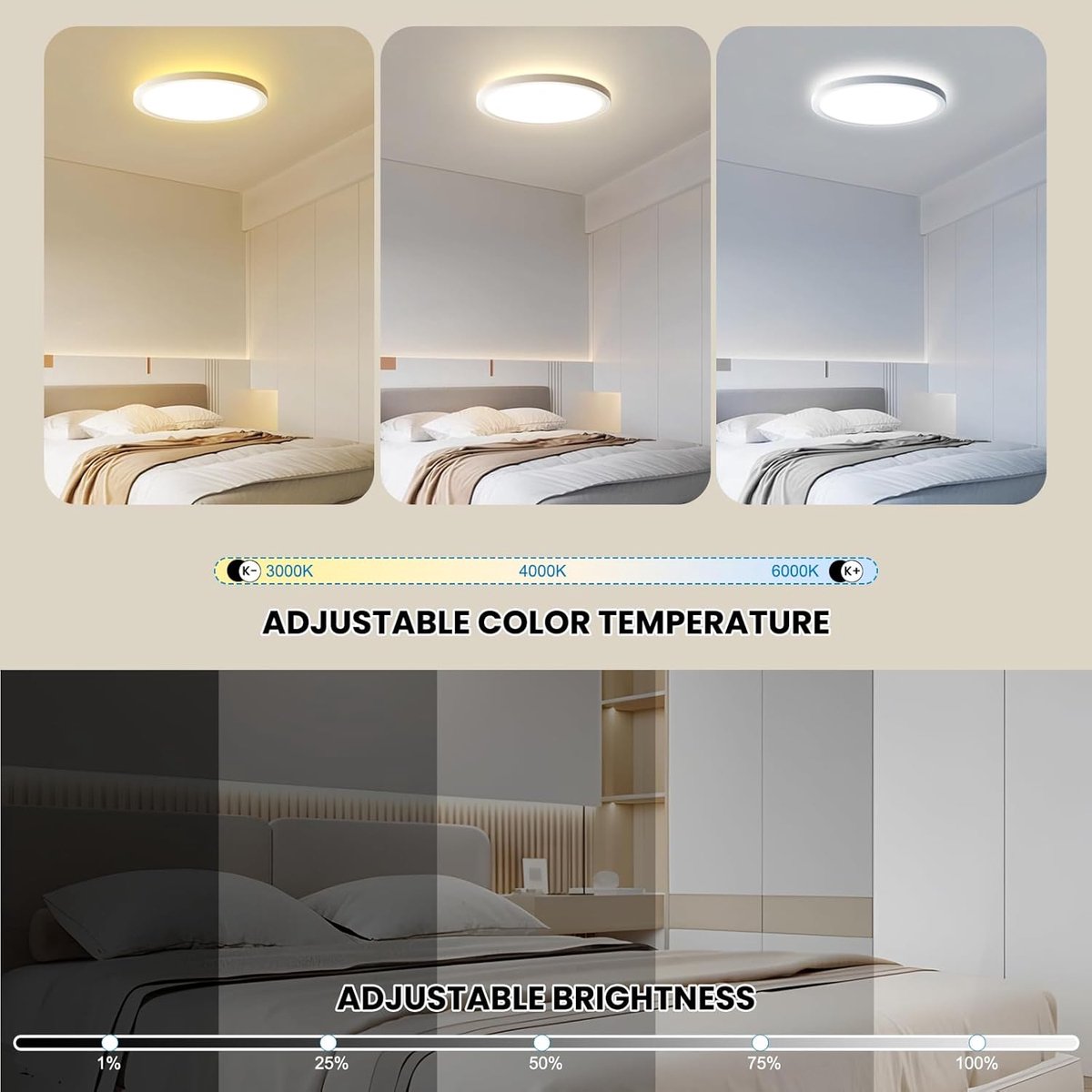 Led-plafondlamp 48 W - dimbaar rond 40 cm - RGB met afstandsbediening en app - ideaal voor elke kamer - SnelShoppen