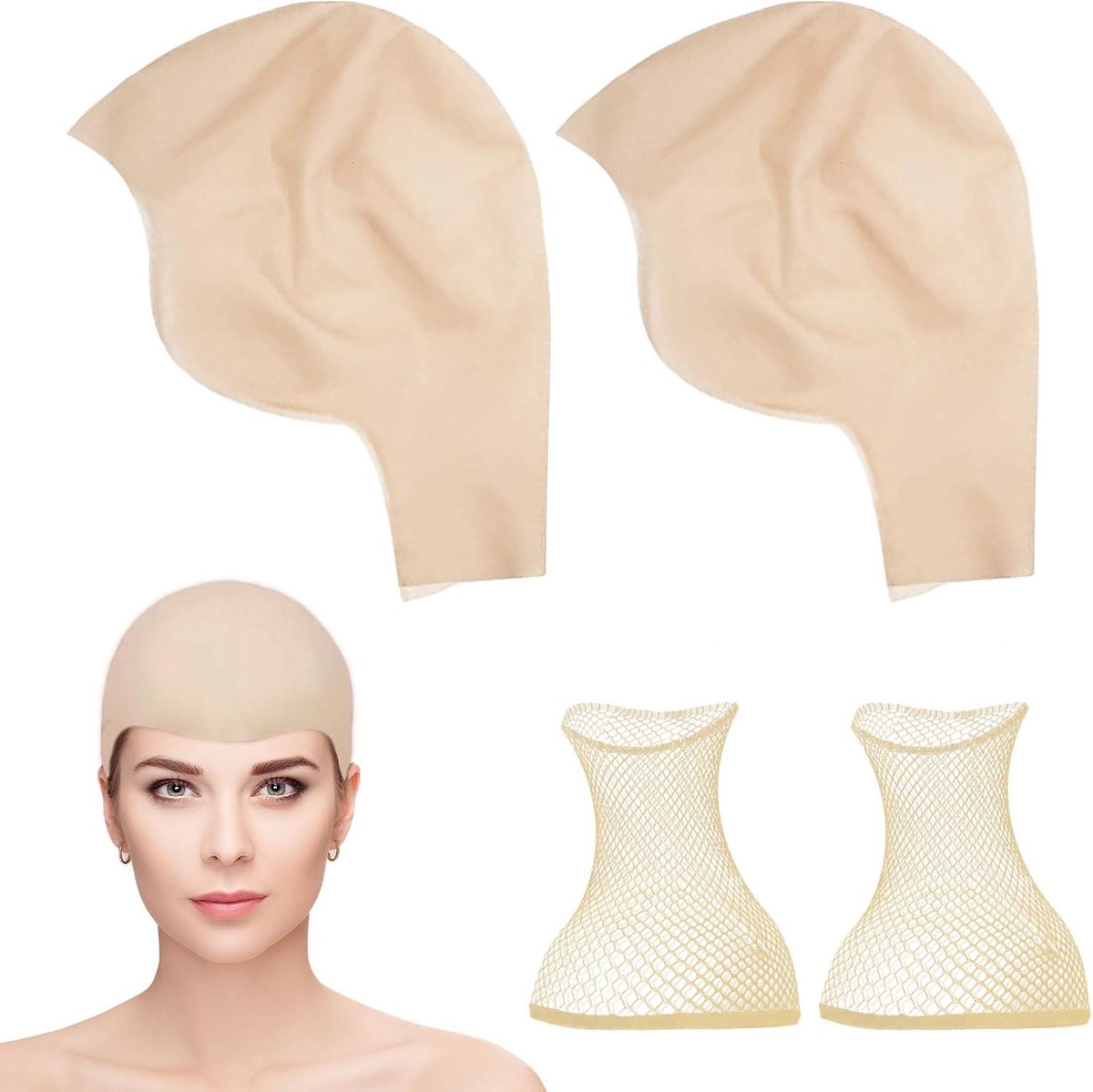 4 Stuks Latexm Kale Muts, Kale Schedel Hoed, Kale Pruik Cap voor Make-up, Kale Pruik, Voor Halloween Kostuums