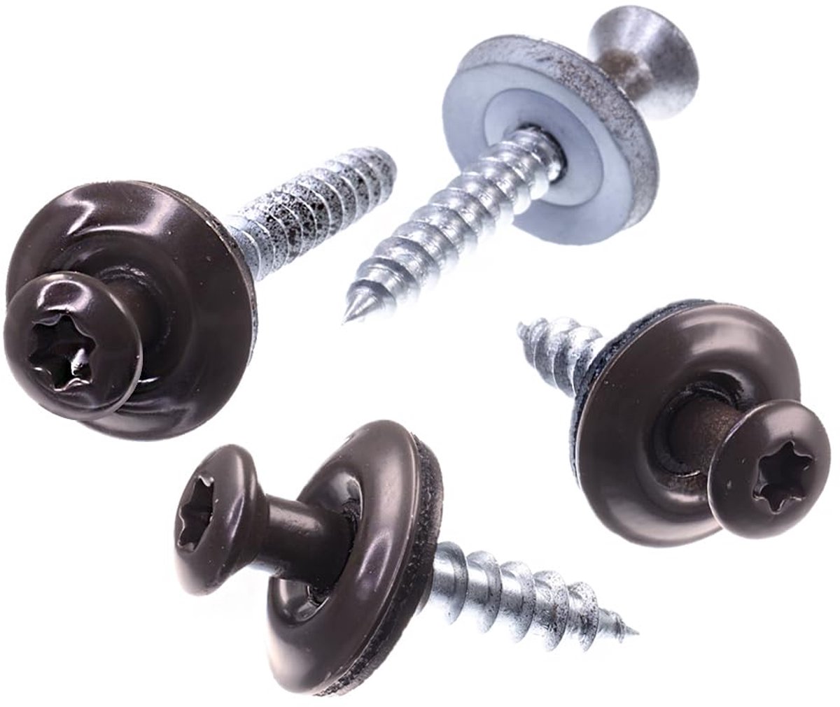 Spenglerschroef 4,5 x 60 mm, RAL 8014 sepiabrun, roestvrij staal A2, EPDM-afdichtring 15 mm, TX/binnenzeskant, 75 stuks