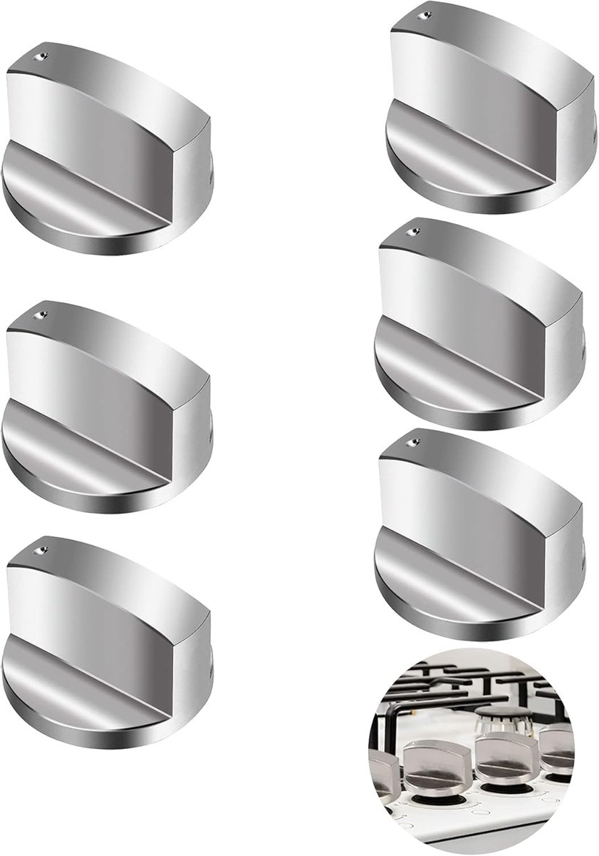 Knoppen voor gasfornuis, gasfornuis, metalen knoppen, universele kookschakelaar, voor gasfornuis, oven, fornuis, 6 stuks