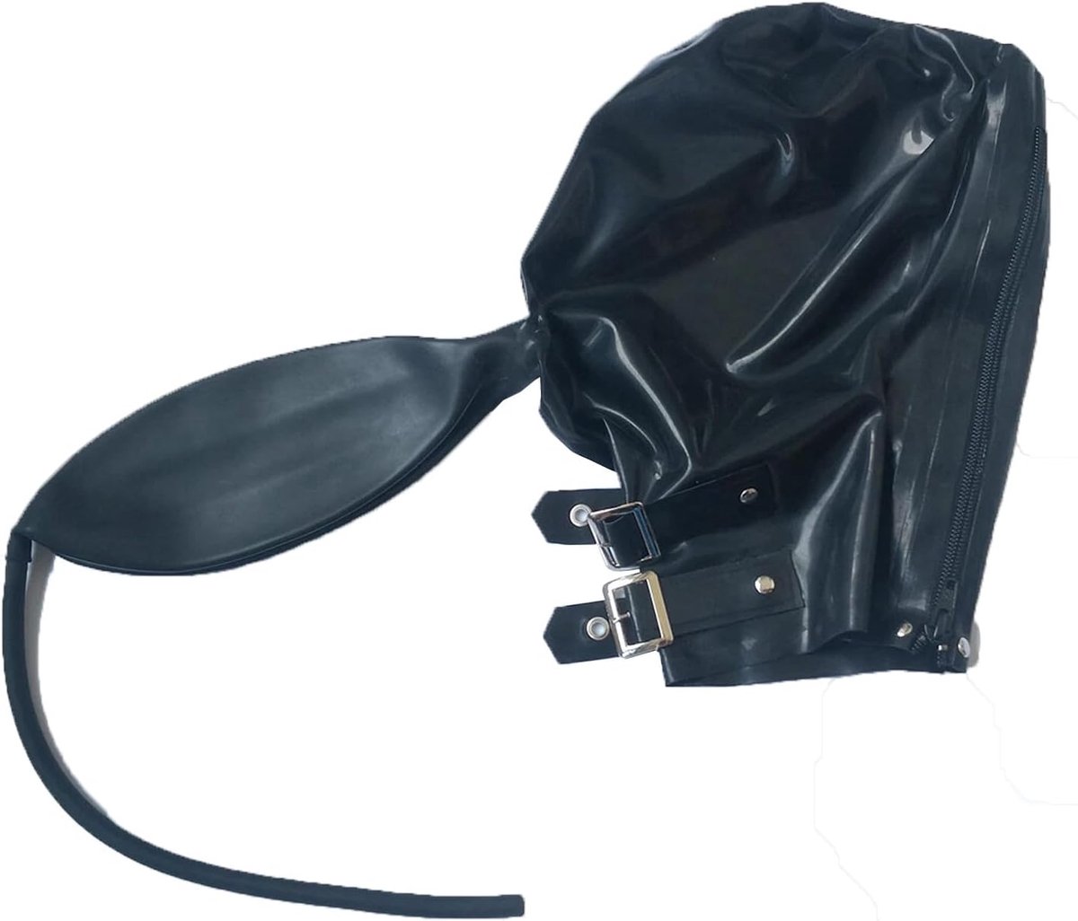 Latex Masker met Ademzak,Natuurlijk Rubber Masker met Verstelbare Nek en Rugrits voor Rollenspelkostuums