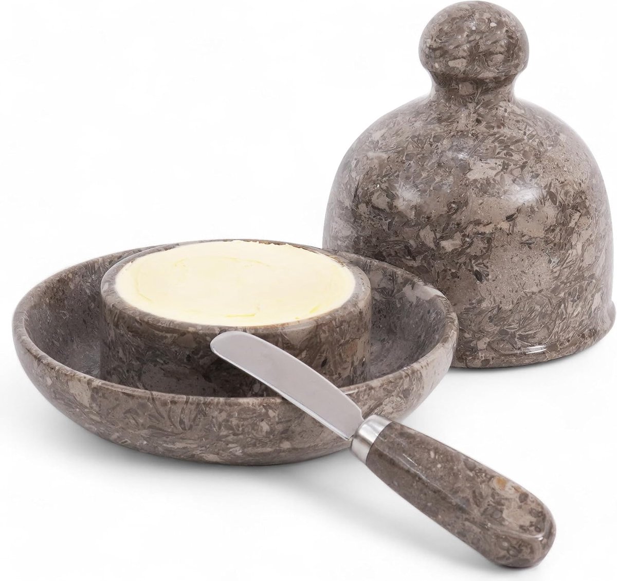 Marmeren boterschotel met deksel 6 "x 5.5" Inch Handgemaakte Boterverspreider Keukenaccessoires & Boerderij Keukeninrichting - Home & Kitchen Boter Crock- Home Decor (Oceanic)