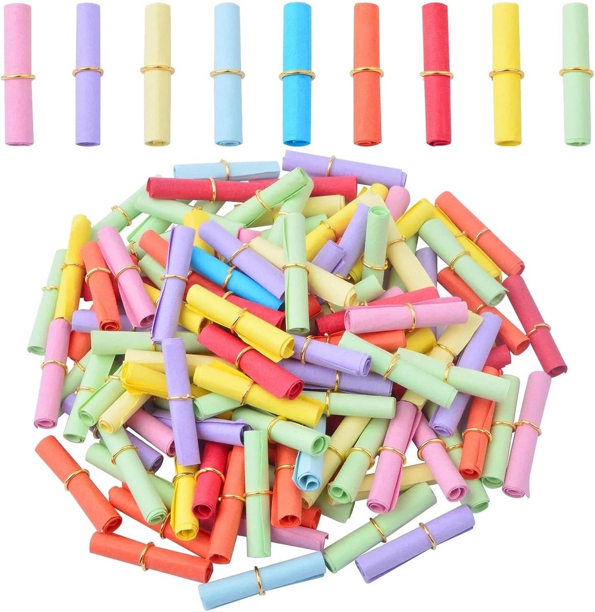 (350 stuks) kleine kaarten om op te schrijven, willekeurige kleuren, tombola, los met mini-metalen ring, voor papierrollen, memo's, doe-het-zelfgeschenken, loterijtredingen