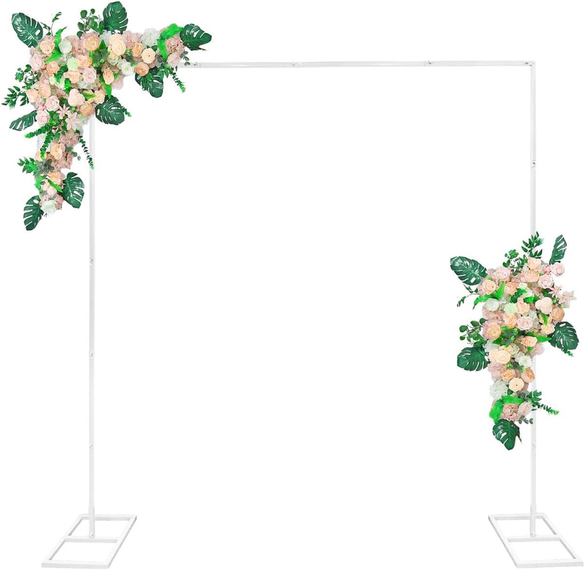 2,5 m witte bruiloftsboog, verstelbaar, met T-basis, moderne vierkante structuur, bruiloftsbooghouder, ballonnenboog, verjaardag, decoratie voor ceremonie/bruiloft/verjaardag/feest