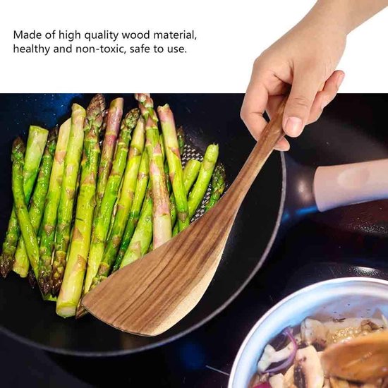 Houten Spatel, Houten Spatel voor Koken Natuurlijk Hout Niet Stick Kookspatel Kookgerei Hittebestendige Keuken Roerbak Gebruiksvoorwerpen (2 stks 31,5 x 7,5 cm) van houten — afbeelding 2
