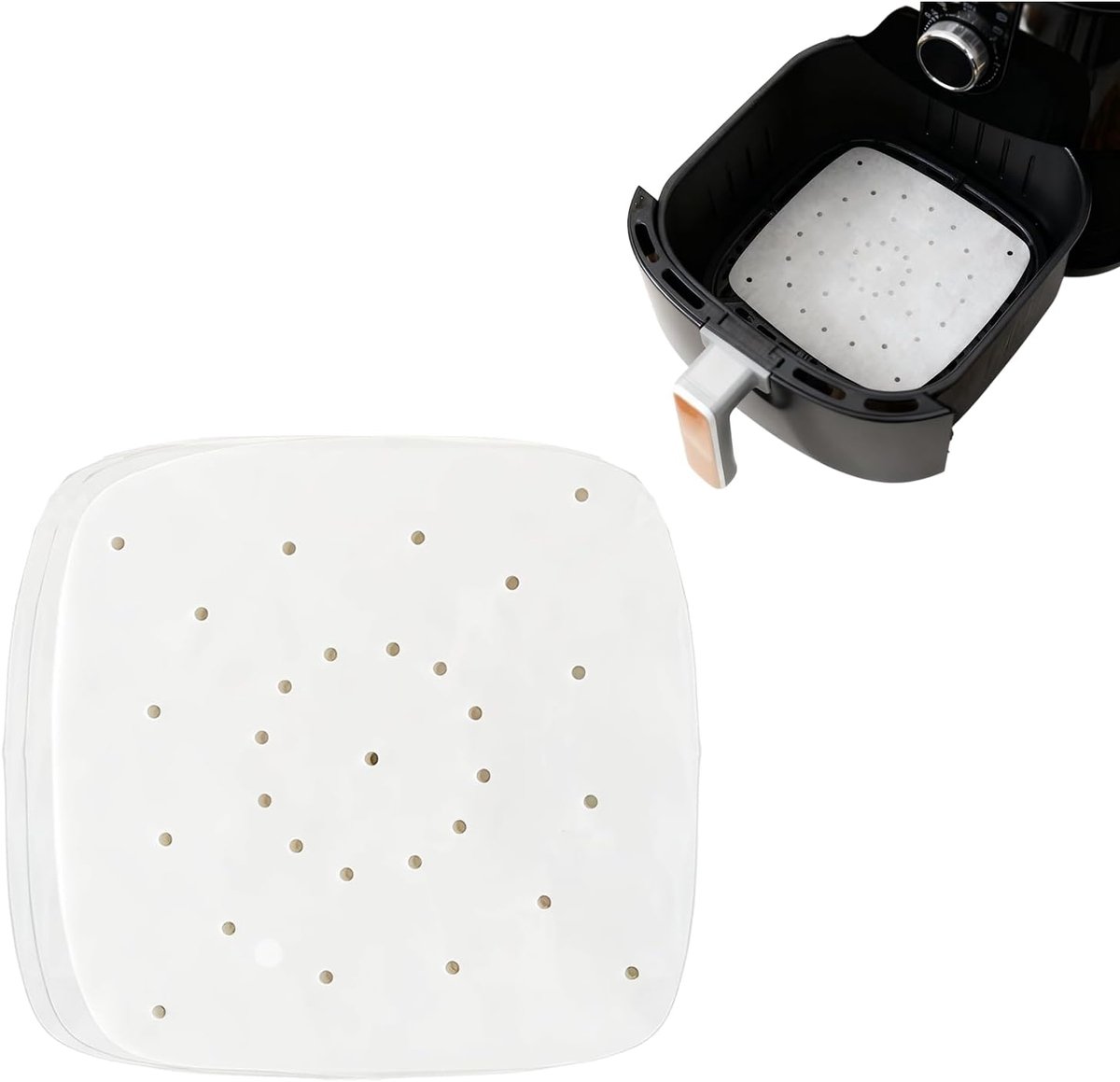 100 stuks bakpapier Air Fryer – speciaal voor Ninja, 10,4 l, multikeuken, 26 cm x 26 cm, geperforeerd, antiaanbaklaag en vetbestendig, accessoires voor oven SFA700EU