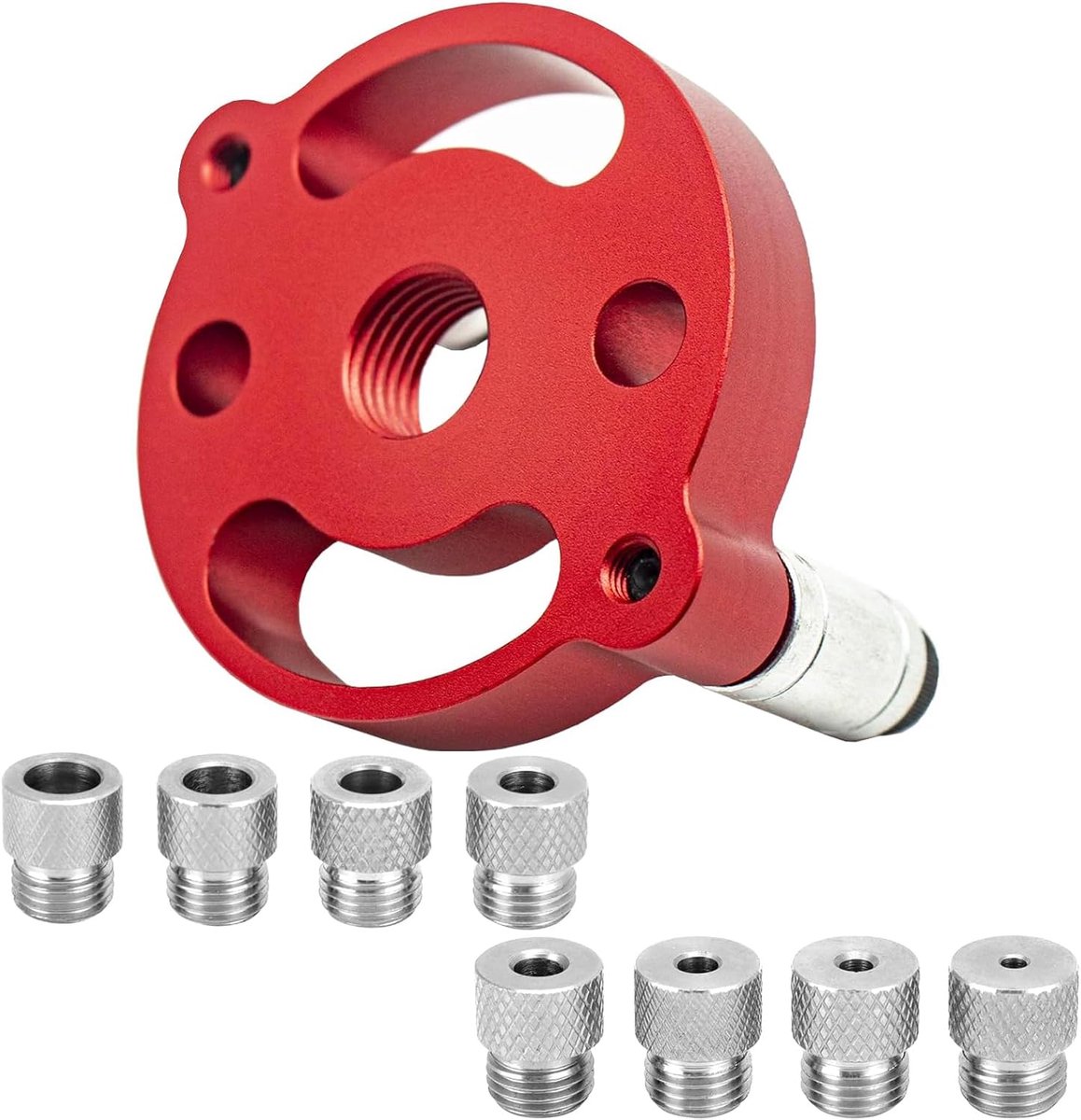 Boorhulp, Boorgatlocator, Bohrlocher Center Finder, Centrische Oefening, Boorsjabloon Ingesteld Met 3/4/5/6/7/8/9/10 Mm Saaie Sockets, Boren Voor Verticale Gaten (Rood)