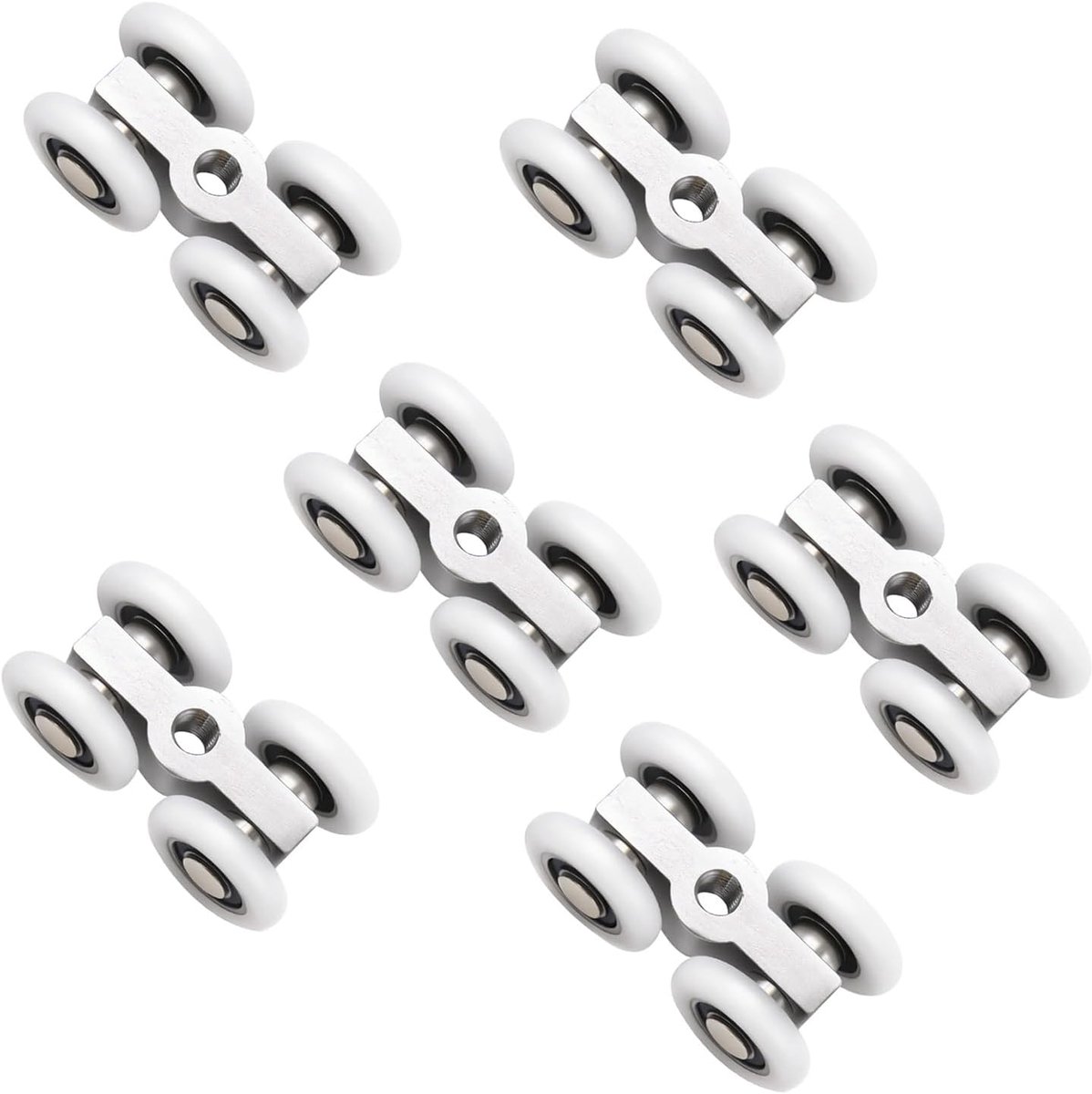 6 stuks schuifdeurwielen bovenaan, loopwielen voor schuifdeuren | Hettich Rollen, schuifdeur met 4 wielen, 20 mm, douchecabine, M6-schroefdraad voor douchedeuren, badkameraccessoires