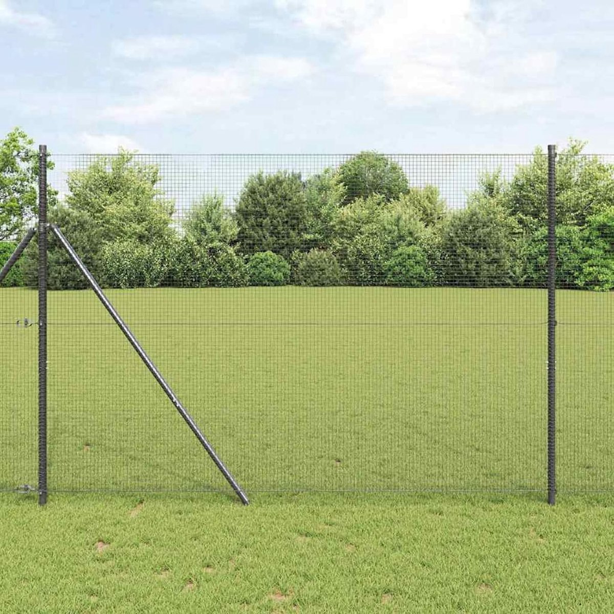 Gelaste draadomheining grijs 1,5 x 25 m staal, hekstangen gaashek draadomheining tuinhek voor binnenplaats kippenhok weidehek 42005226