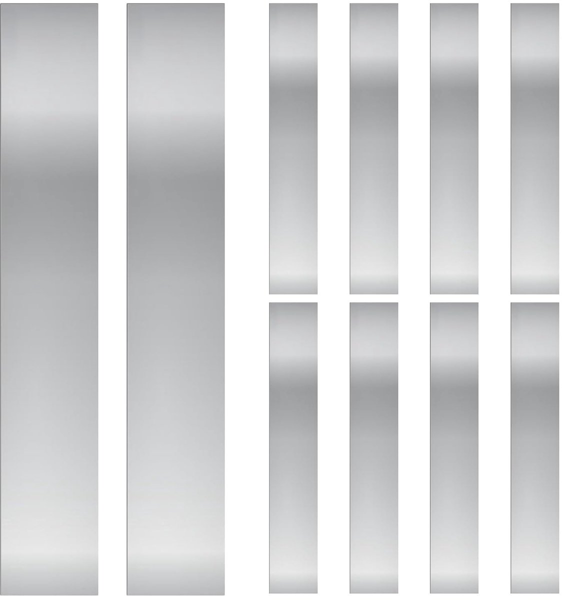 10pcs L x B x T 6,1 x 0,98 x 0,002 '' Rechthoekige Shim Stock Assortiment, 304 roestvrijstalen strepen, zilveren Shim Stock Sheet voor keuken Trim Gap Filler/DIY/industrieel gebruik