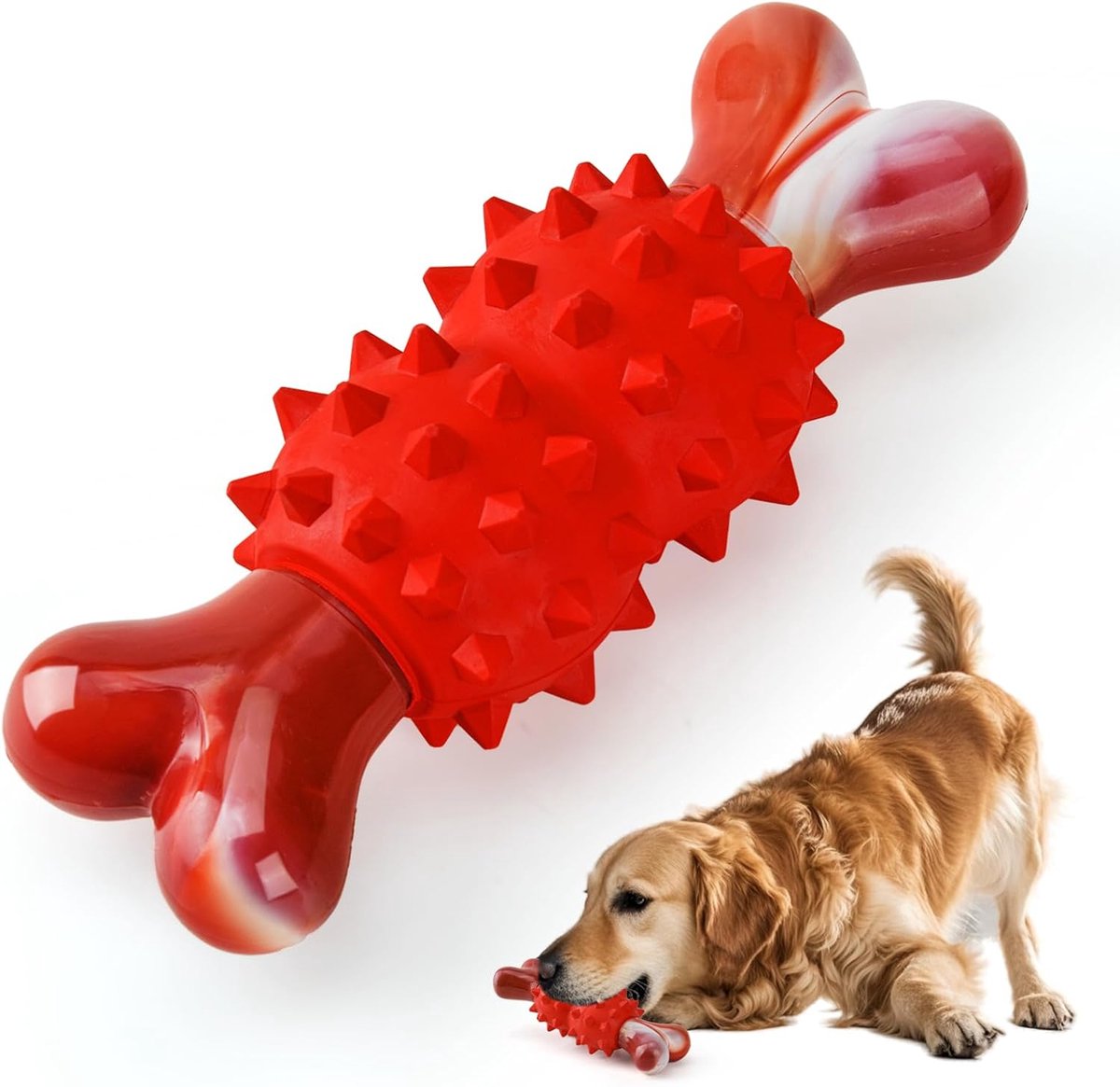 Hondenspeelgoed voor honden die graag kauwen, stevig en onverwoestbaar kauwspeelgoed, duurzaam nylon en rubberen bijtspeelgoed voor grote en middelgrote honden, in de vorm van een bot