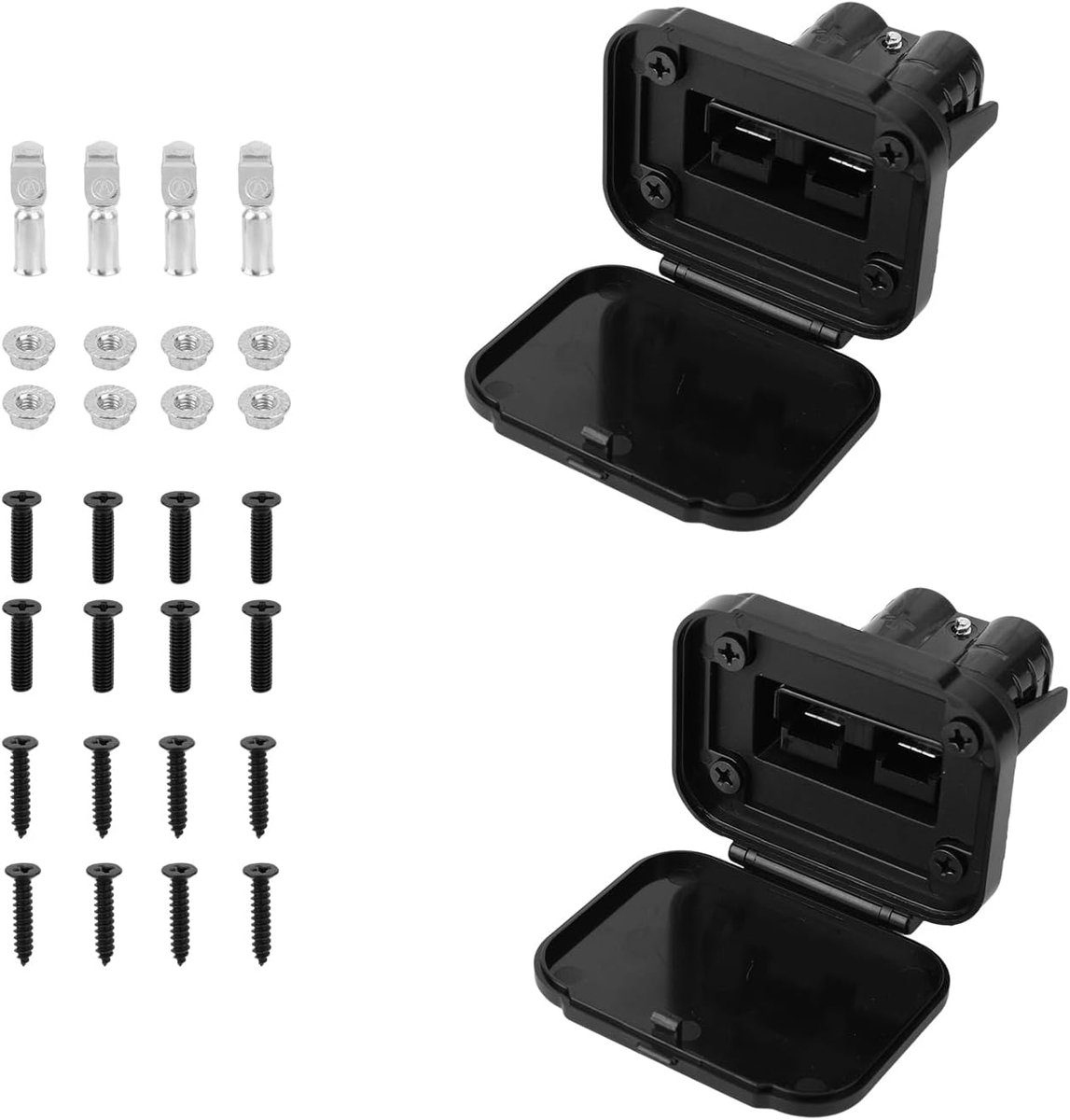 2 Stuks 50A Snelkoppelingen met Houder en Dop, 12-6 AWG Snelkoppeling voor Accu's 12V-36V Waterdichte SB50-Stekker voor Auto Camper Boot Lier Aanhanger en ATV (Zwart)