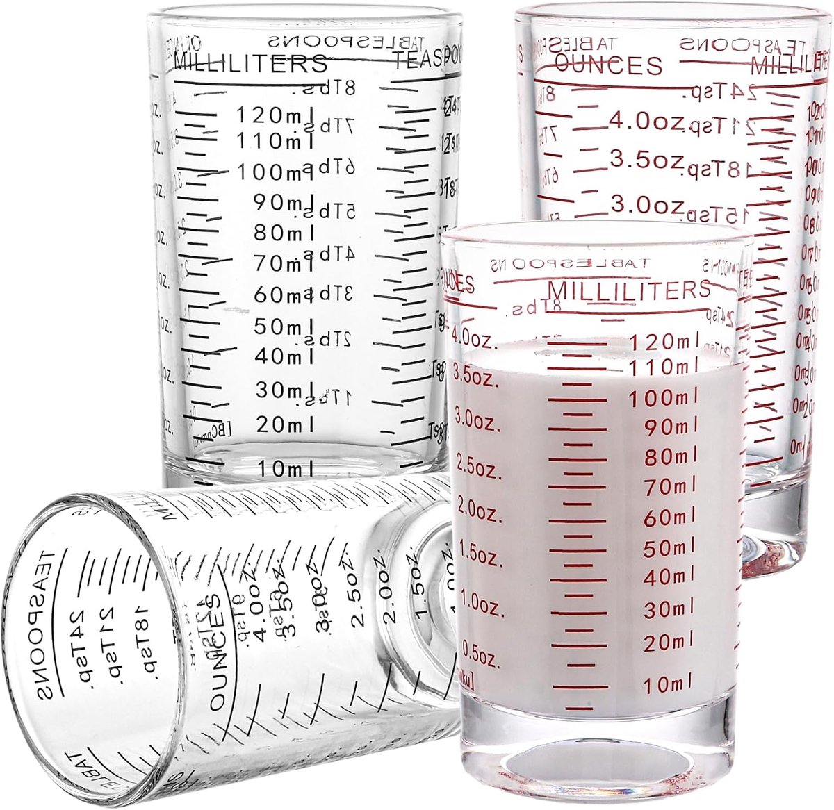 Maatbekers shotglas met weegschaal, 120 ml espresso borrelglazen, schnapsglazen, mini-maatbeker cocktail, voor feest, keuken, cocktail, wodka, tequila