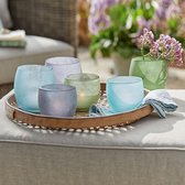 LOBERON Windlichten set van 6 Idony turquoise/groen/grijs
