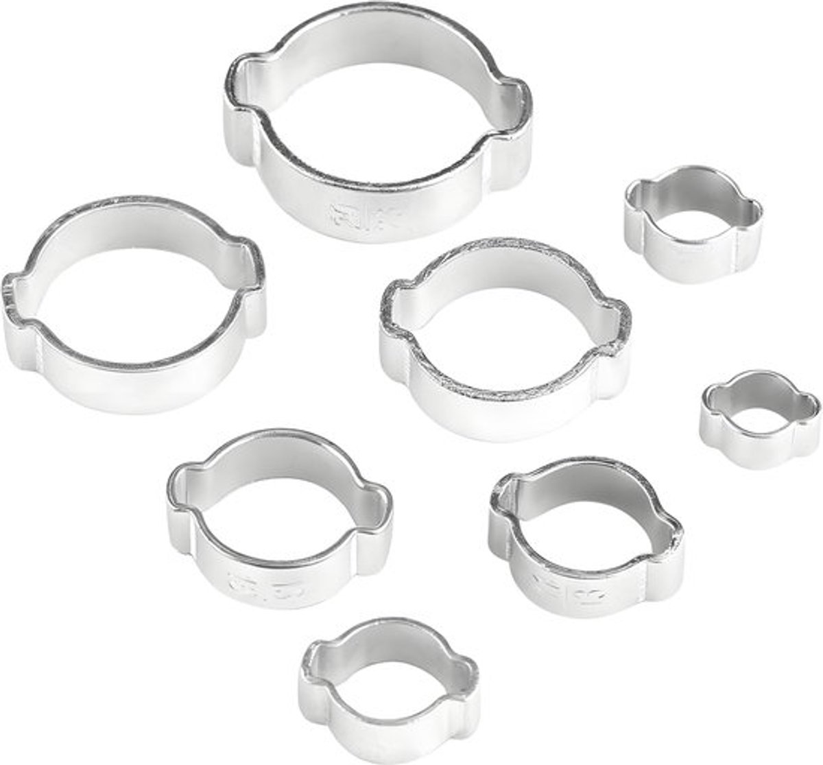 Slangklemmen Assortiment 10 Stuks - Roestvrij Staal - Instelbare Buisklem 5-23mm - Twee-Oor Klemmen - Voor Fule/Benzine Buis - Hoogwaardige Kwaliteit