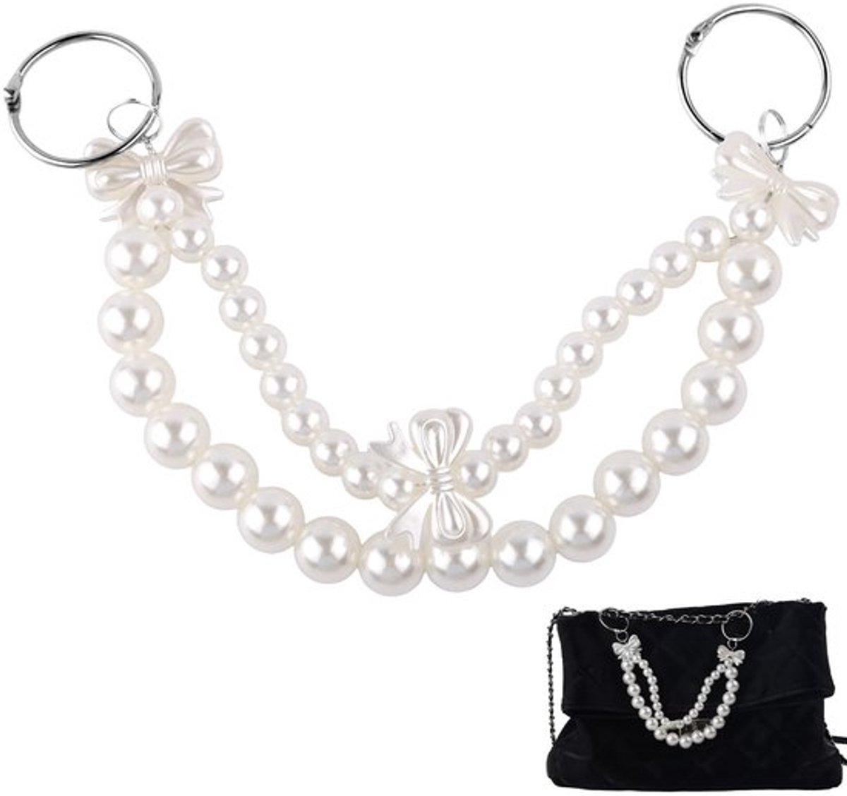 Tassenbandje 35cm - Imitatieparel - Handtasriem - Tassenverlenger - Decoratieve charme - Duurzaam materiaal